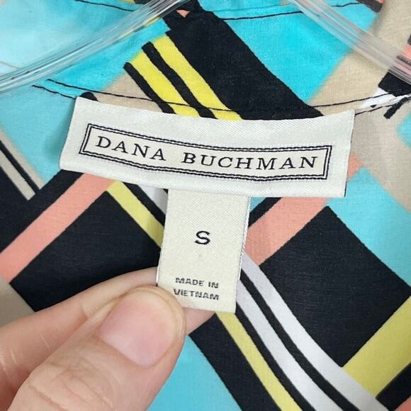 Dana Buchman Women's Sleeveless Top S Multicolor Geometric Print Tank 1/4 Button - Picture 5 of 8